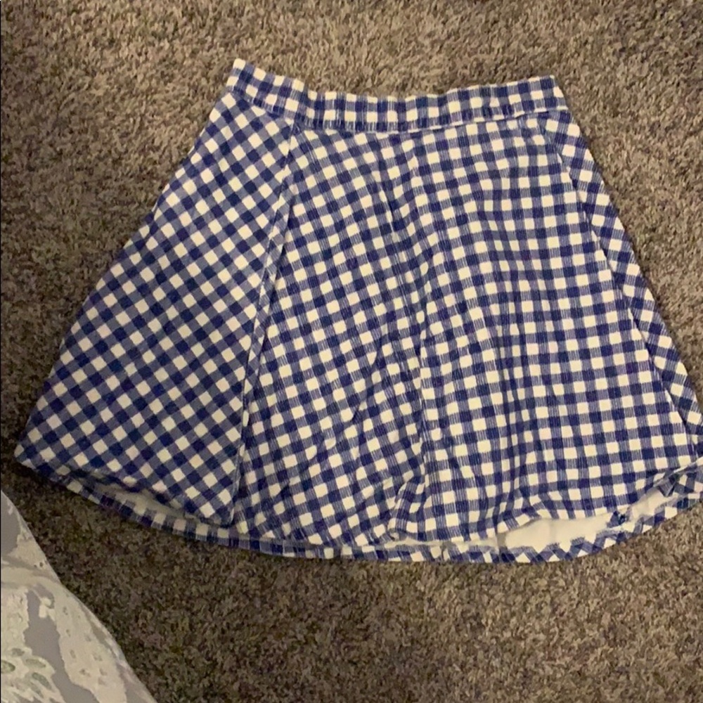 blue/ white plaid skirt
